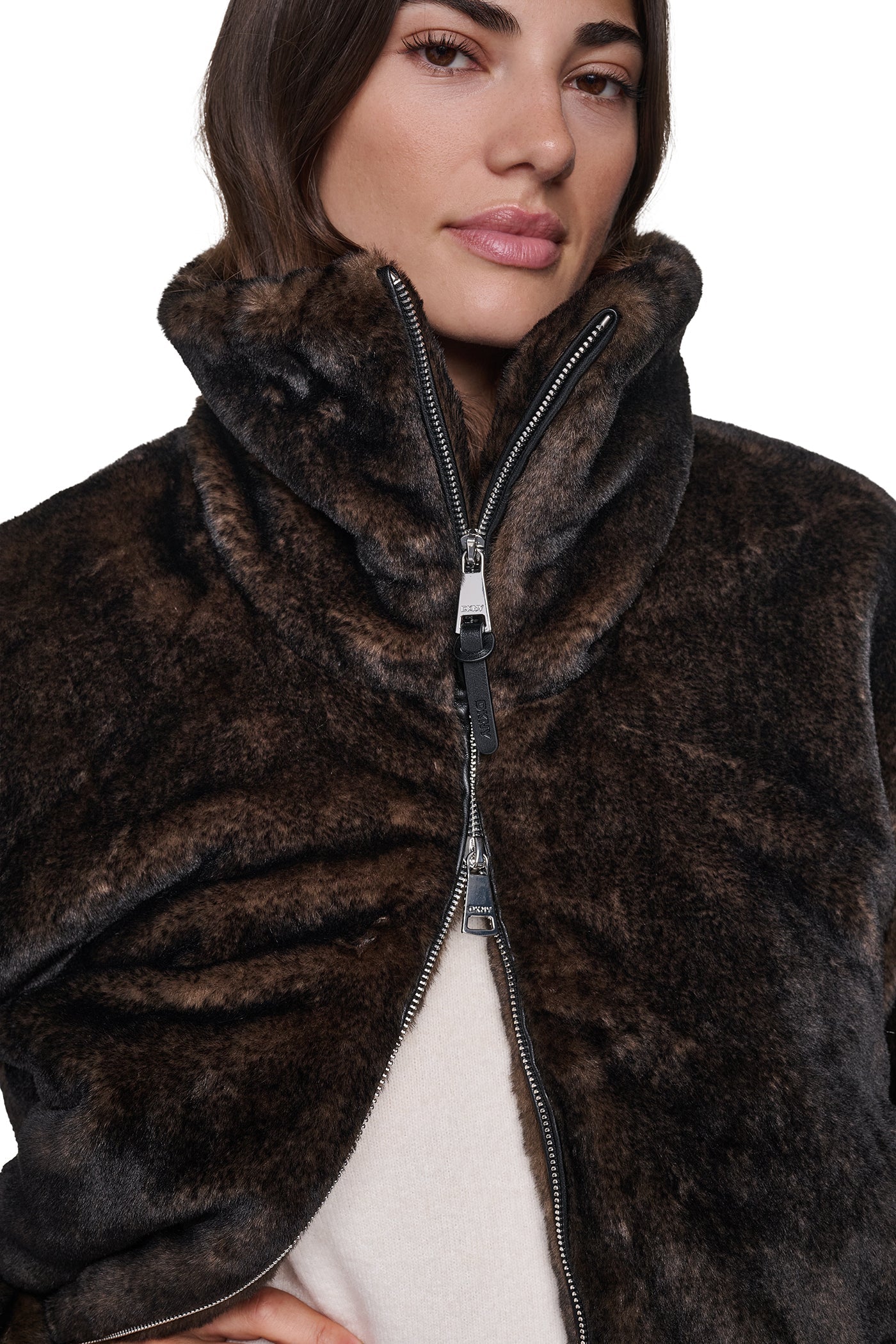 FAUX FUR BUBBLE HEM JACKET
