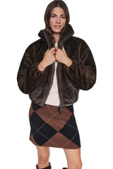 FAUX FUR BUBBLE HEM JACKET