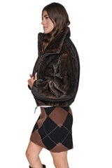 FAUX FUR BUBBLE HEM JACKET