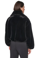 FAUX FUR BUBBLE HEM JACKET