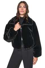 FAUX FUR BUBBLE HEM JACKET
