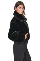 FAUX FUR BUBBLE HEM JACKET