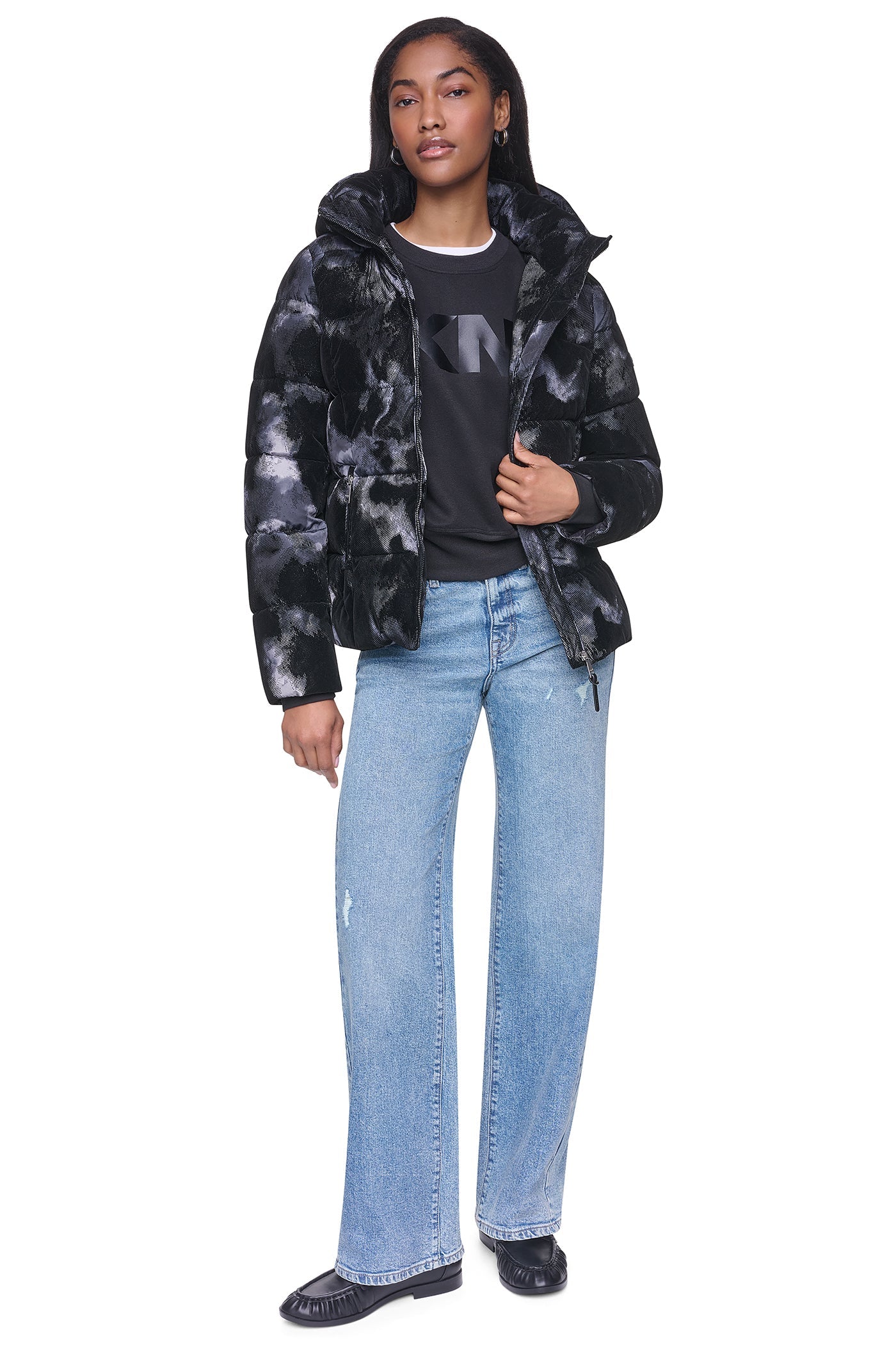 STRETCH HOODED PUFFER JACKET