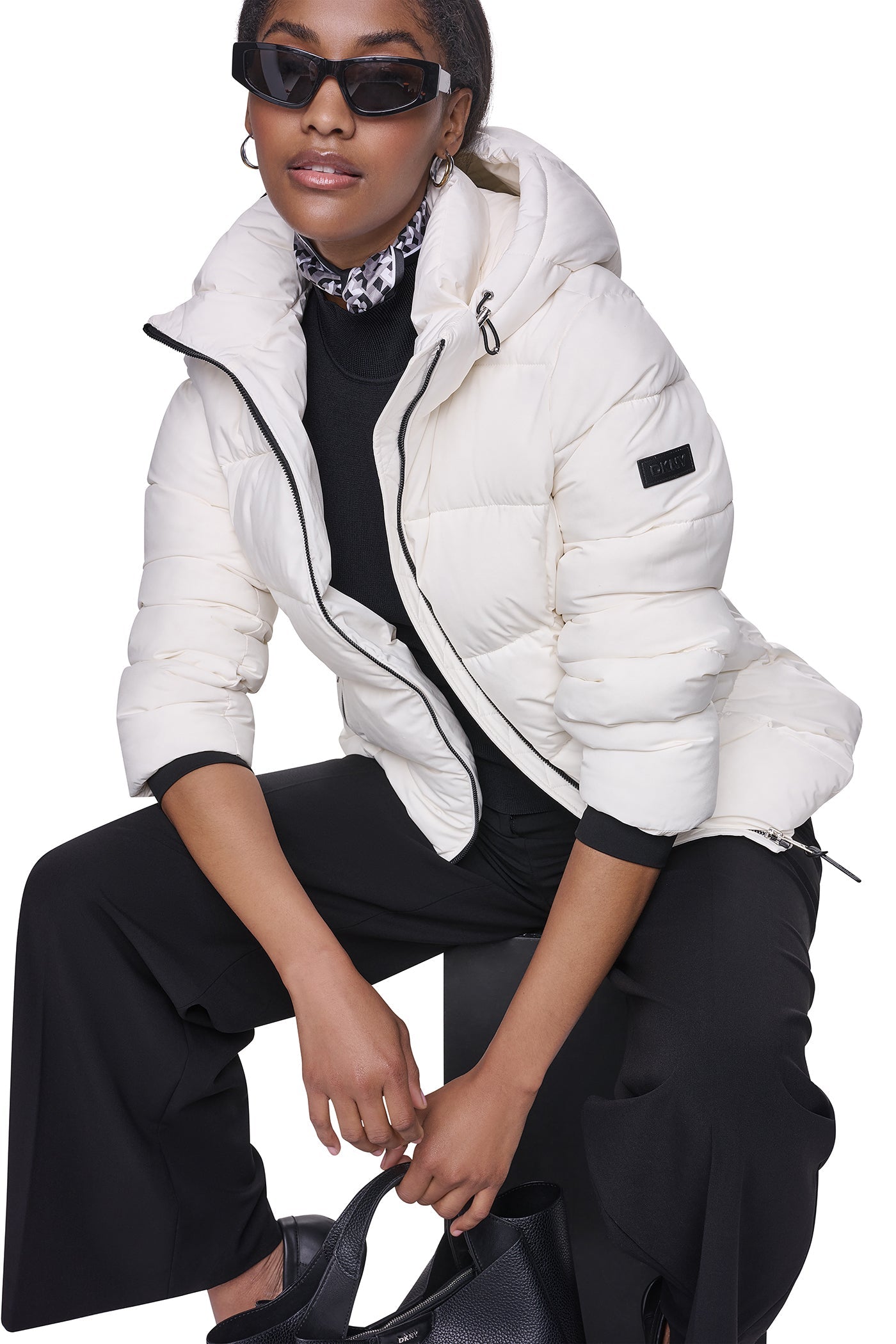 STRETCH HOODED PUFFER JACKET