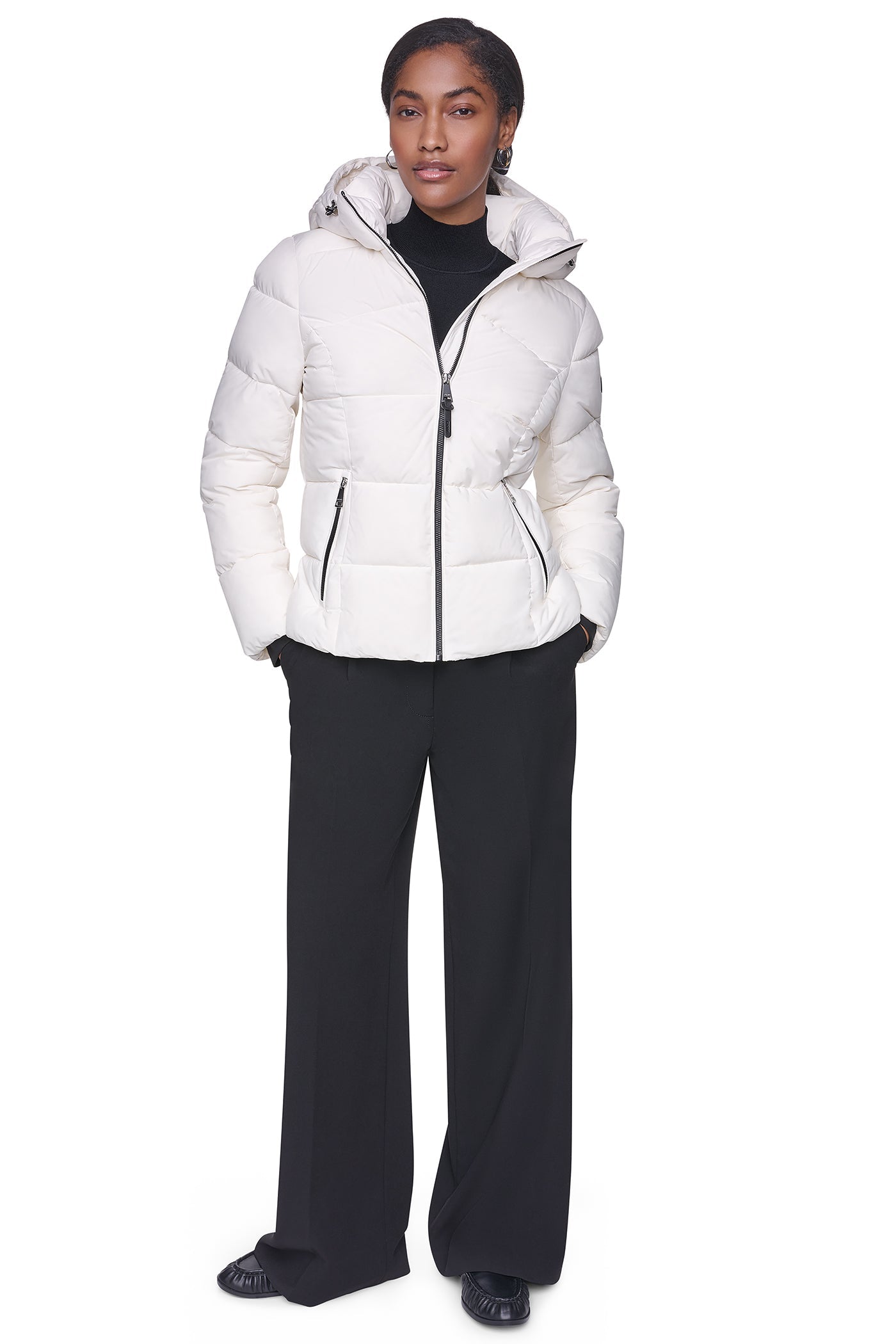 STRETCH HOODED PUFFER JACKET