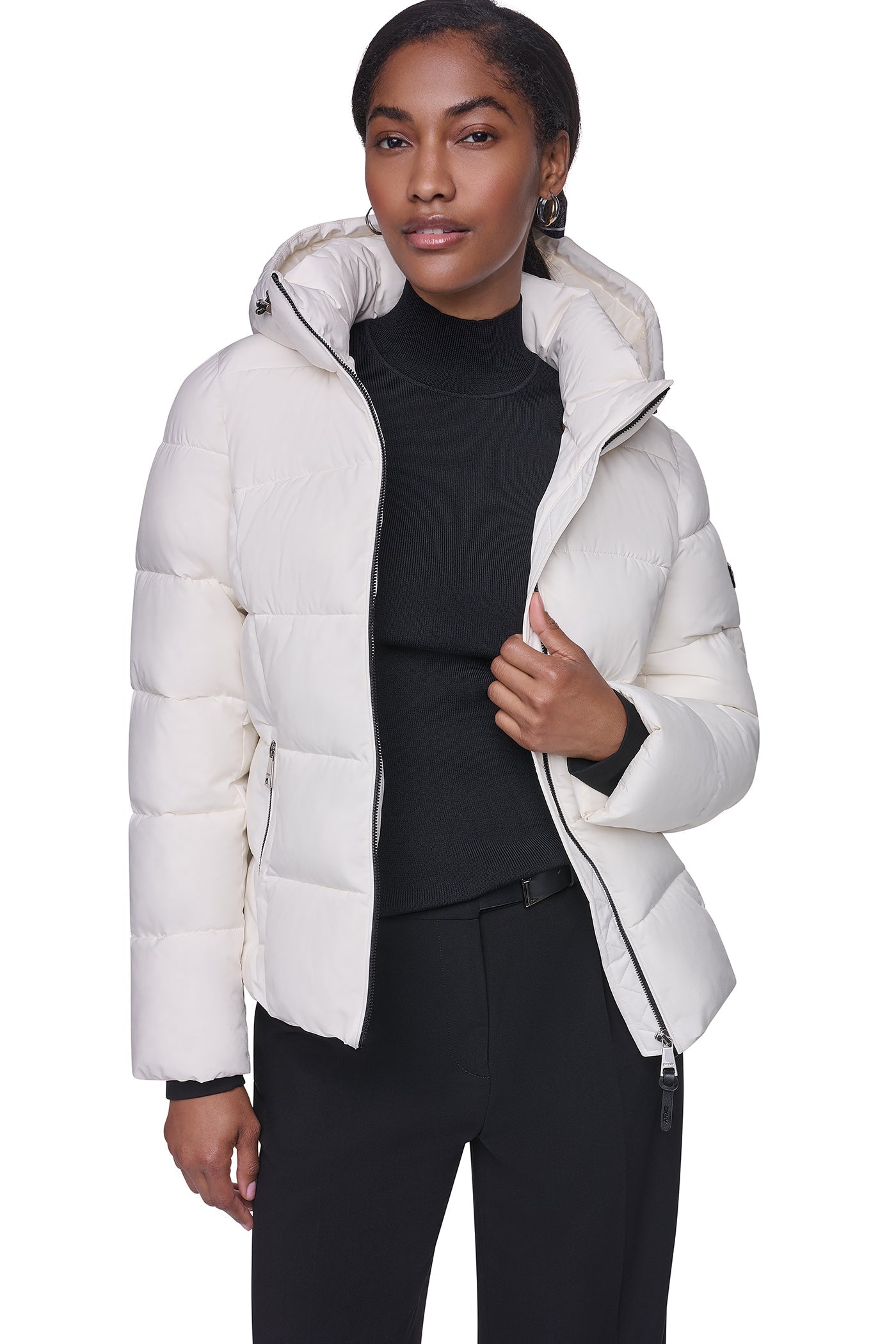 STRETCH HOODED PUFFER JACKET