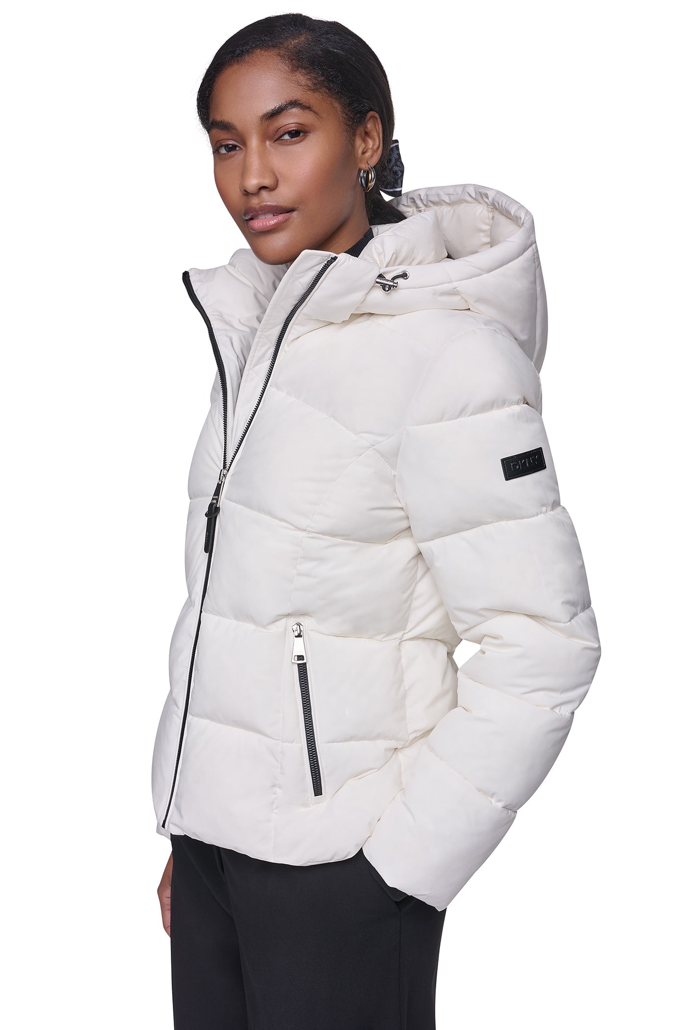 STRETCH HOODED PUFFER JACKET