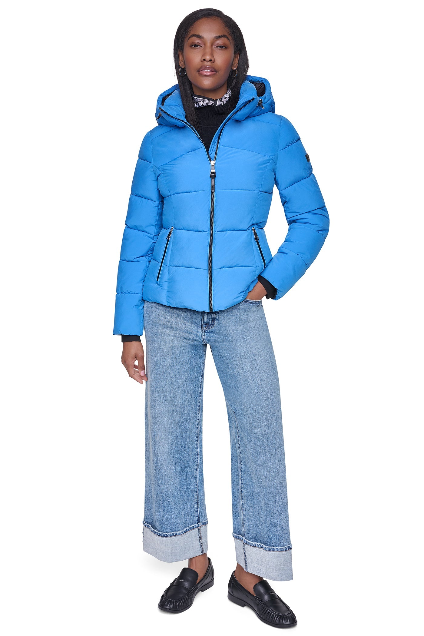 STRETCH HOODED PUFFER JACKET