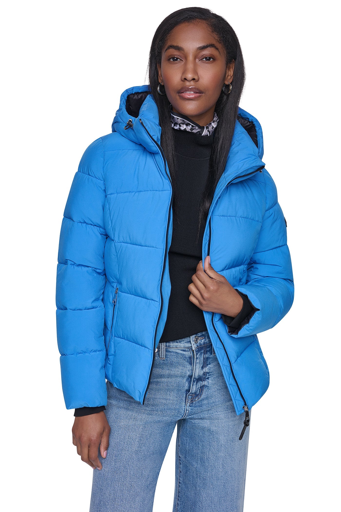 STRETCH HOODED PUFFER JACKET