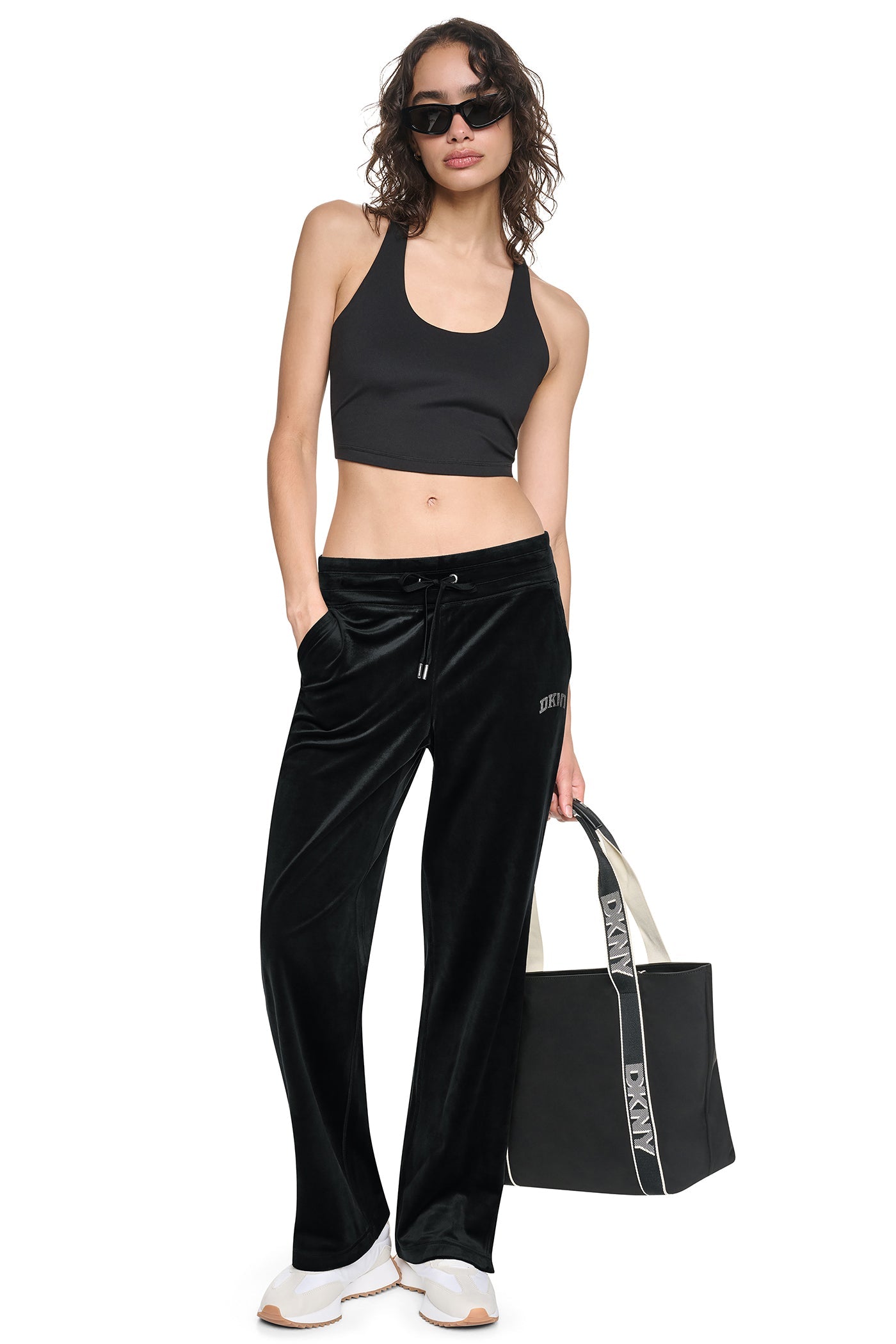 VARSITY RHINESTONE LOGO MID-RISE TRACK PANT