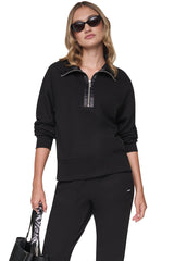 MOCK NECK FRONT-ZIP PULLOVER