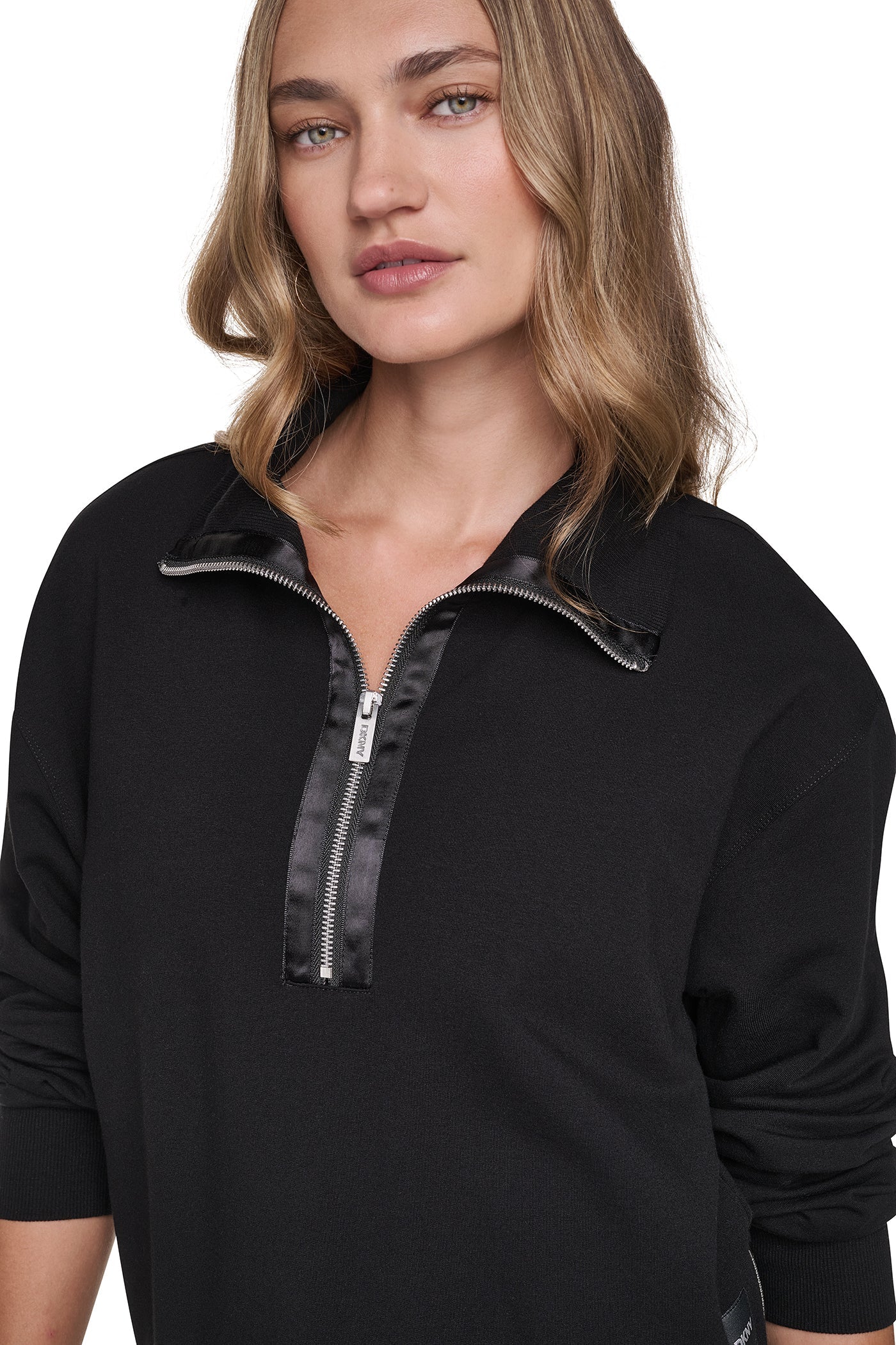 MOCK NECK FRONT-ZIP PULLOVER