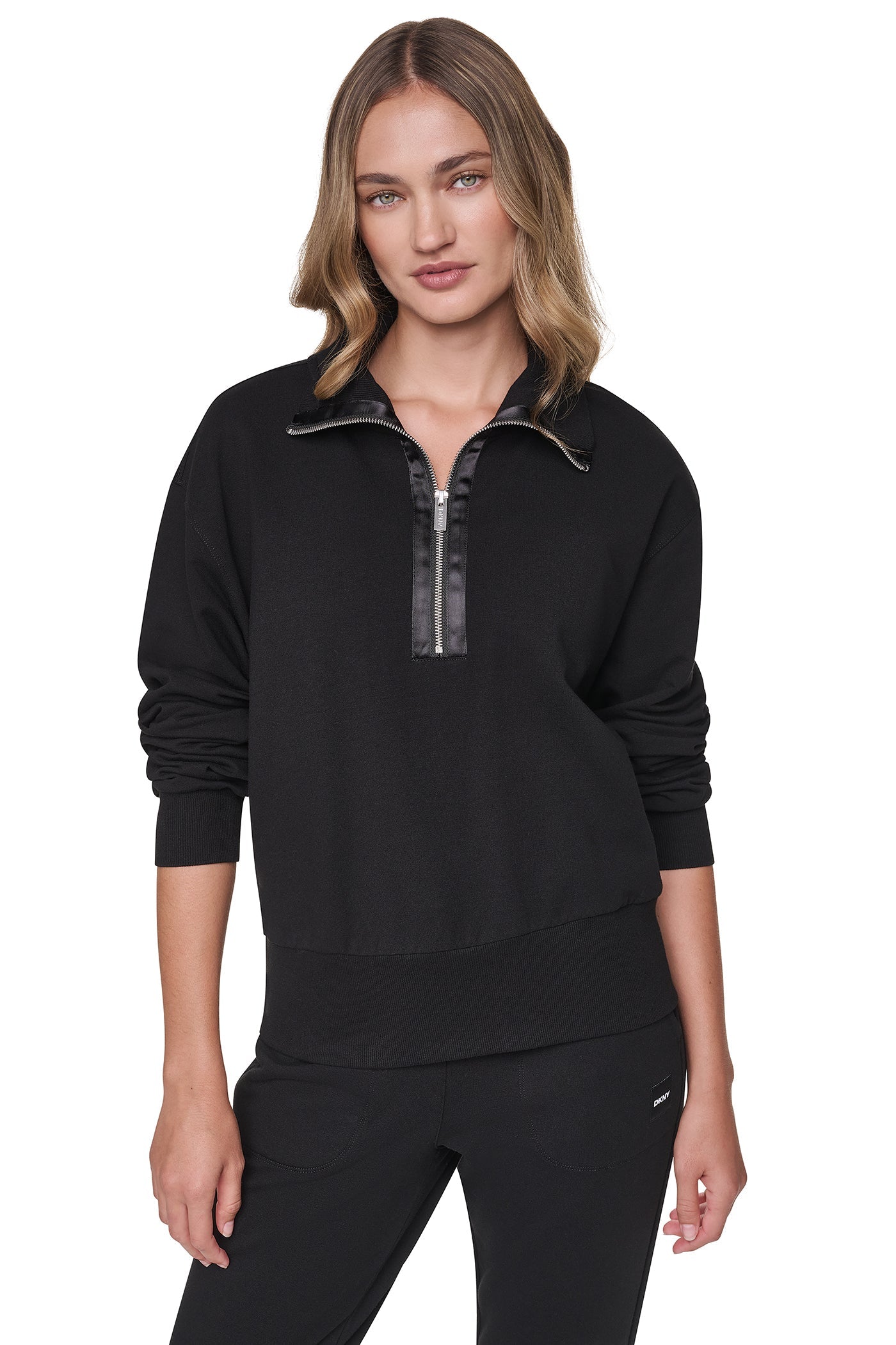 MOCK NECK FRONT-ZIP PULLOVER