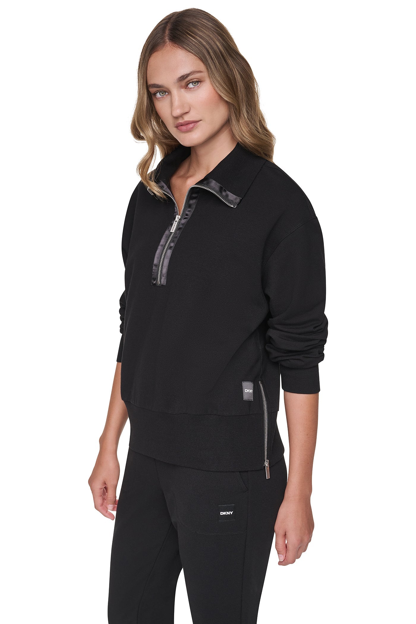 MOCK NECK FRONT-ZIP PULLOVER