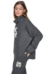 CHENILLE LOGO MOCK NECK SWEATSHIRT