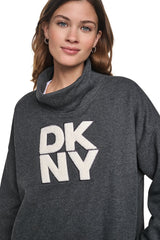CHENILLE LOGO MOCK NECK SWEATSHIRT