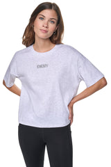 METALLIC EMBROIDERY LOGO BOXY TEE