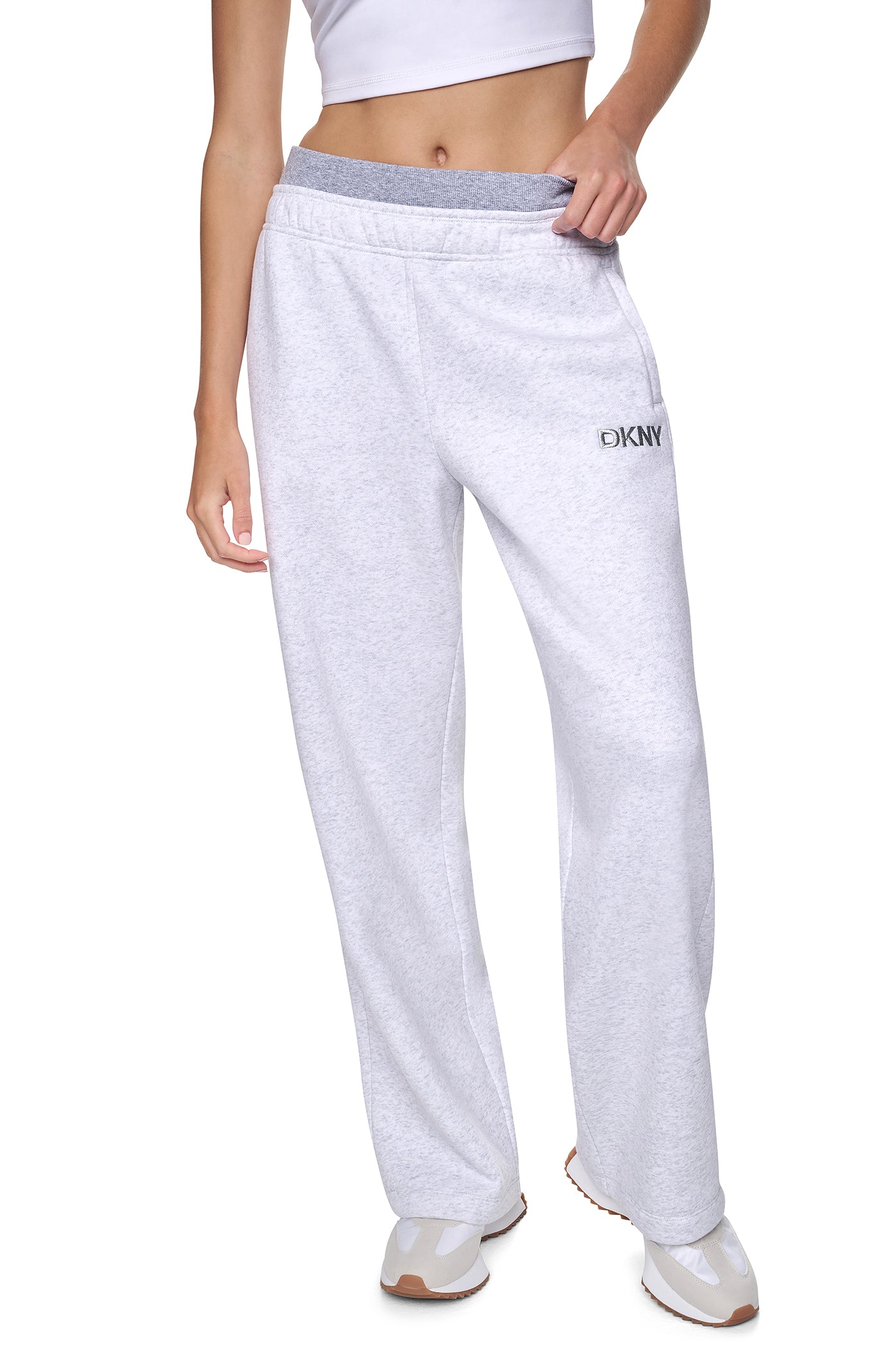 HIGH-RISE METALLIC EMBROIDERY LOGO BOYFRIEND PANT