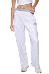 HIGH-RISE METALLIC EMBROIDERY LOGO BOYFRIEND PANT