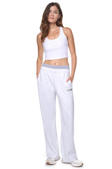 HIGH-RISE METALLIC EMBROIDERY LOGO BOYFRIEND PANT