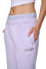 HIGH-RISE METALLIC EMBROIDERY LOGO BOYFRIEND PANT
