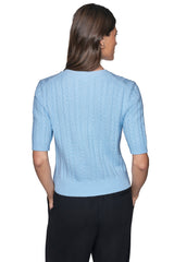 SHORT SLEEVE CABLE CARDIGAN