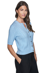 SHORT SLEEVE CABLE CARDIGAN