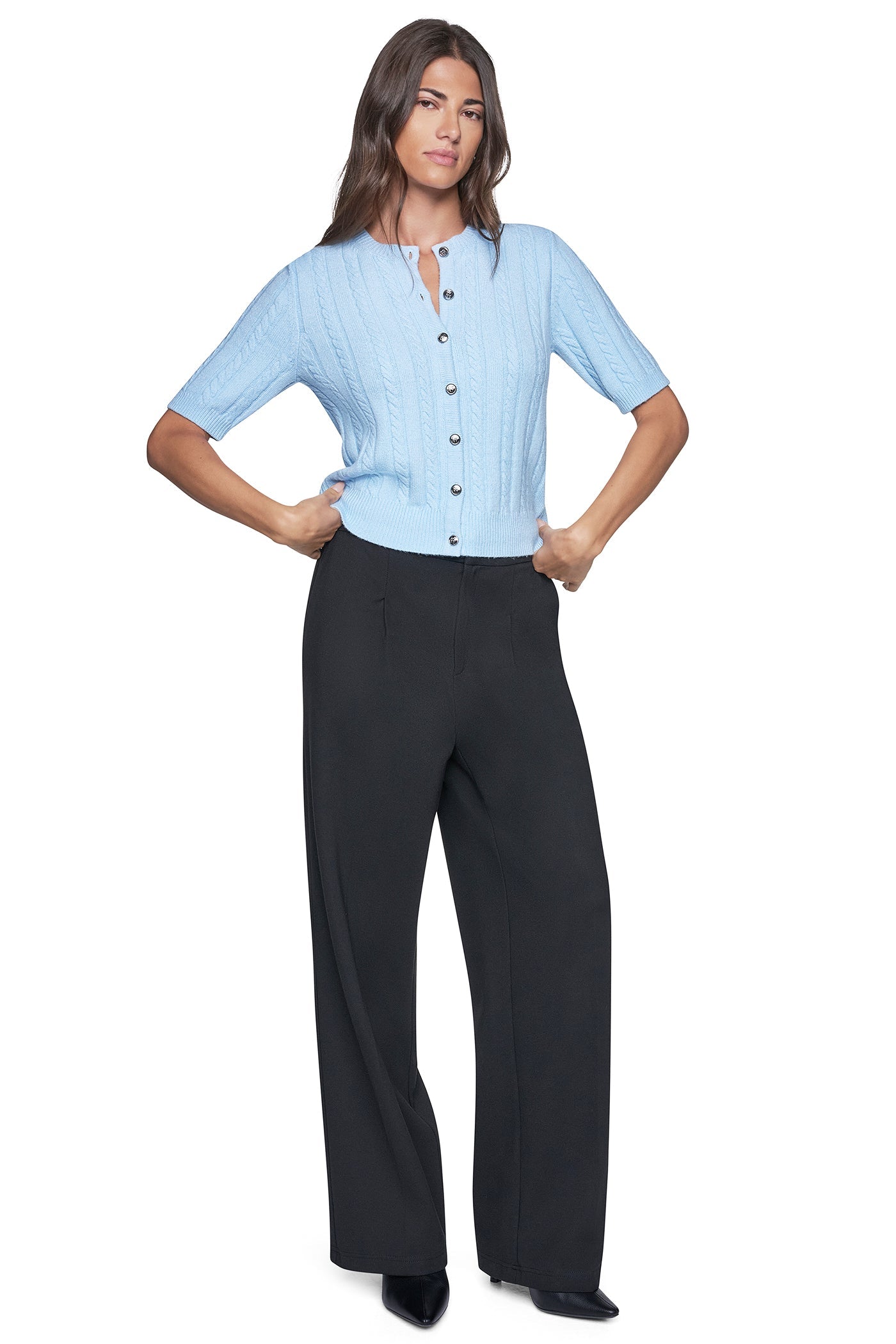 SHORT SLEEVE CABLE CARDIGAN