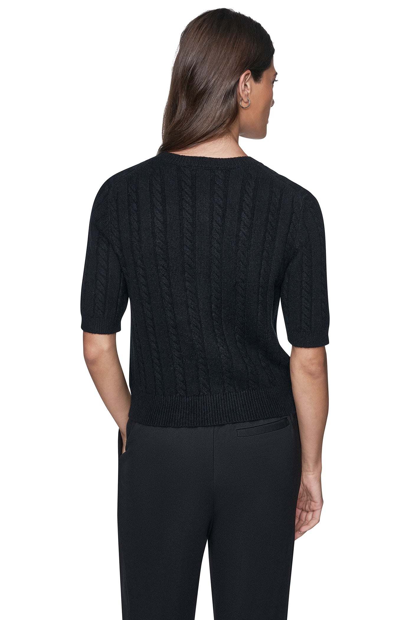 SHORT SLEEVE CABLE CARDIGAN