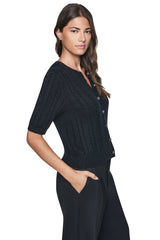 SHORT SLEEVE CABLE CARDIGAN