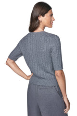 SHORT SLEEVE CABLE CARDIGAN