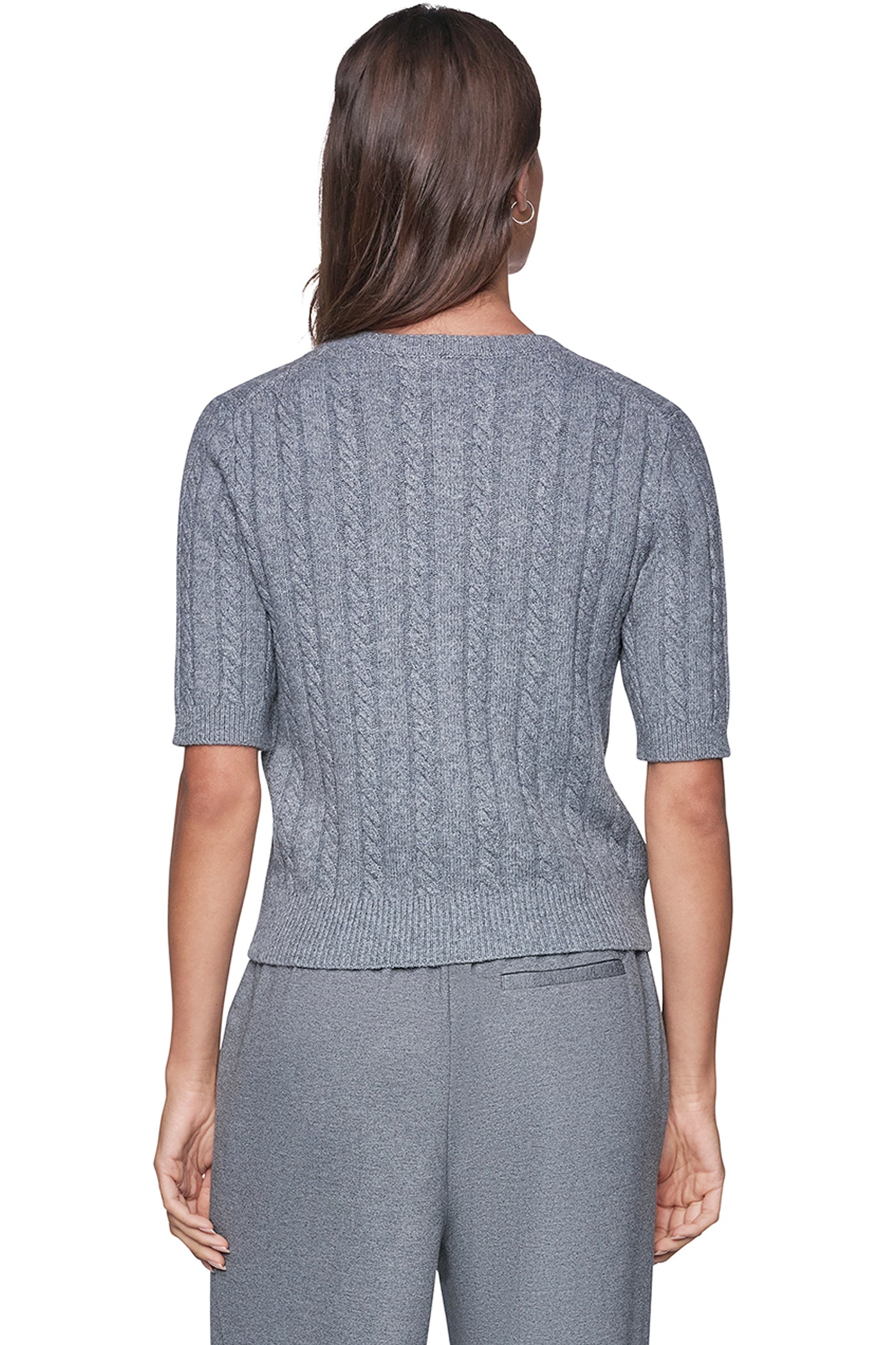 SHORT SLEEVE CABLE CARDIGAN