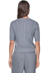 SHORT SLEEVE CABLE CARDIGAN