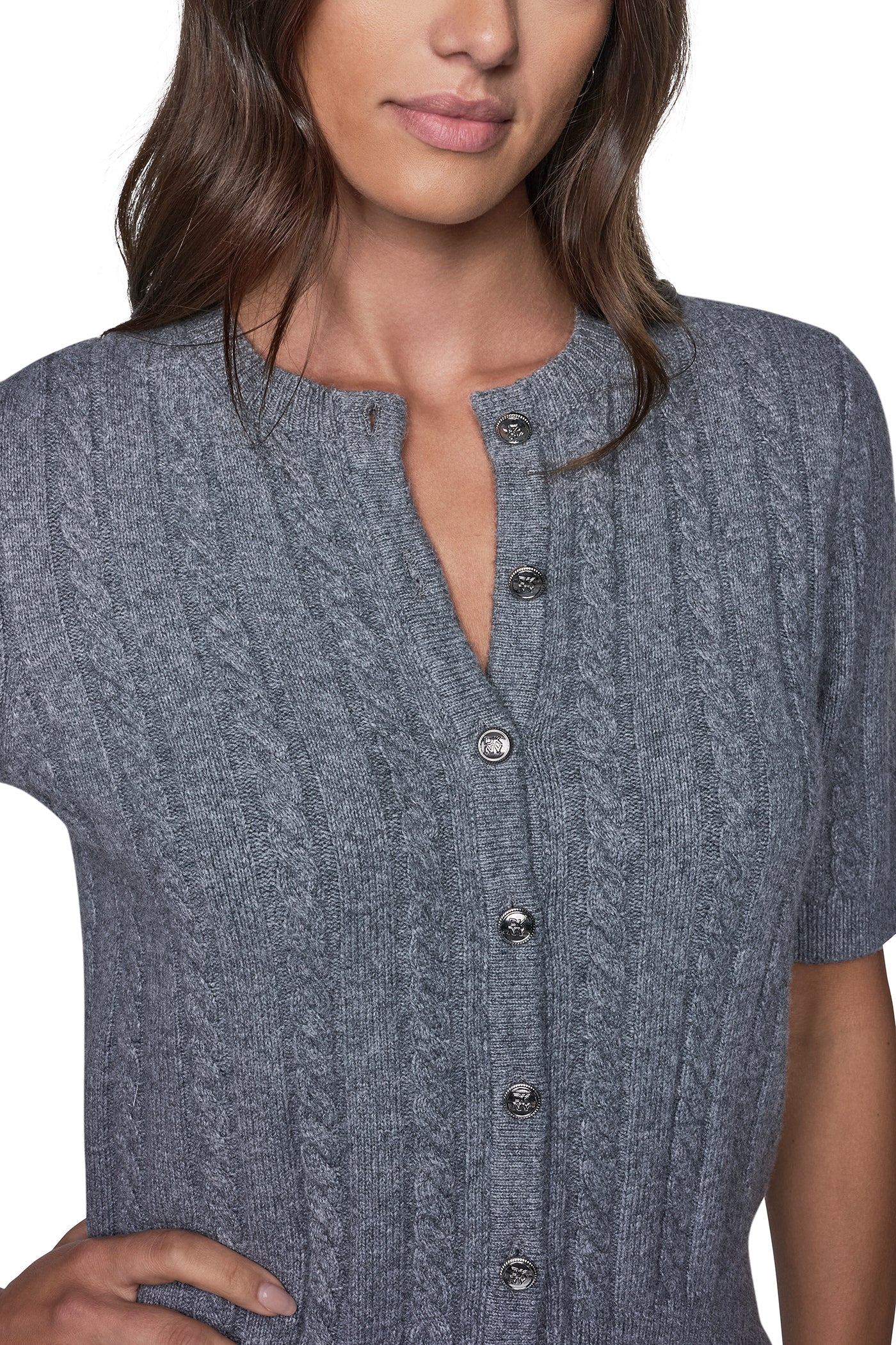 SHORT SLEEVE CABLE CARDIGAN