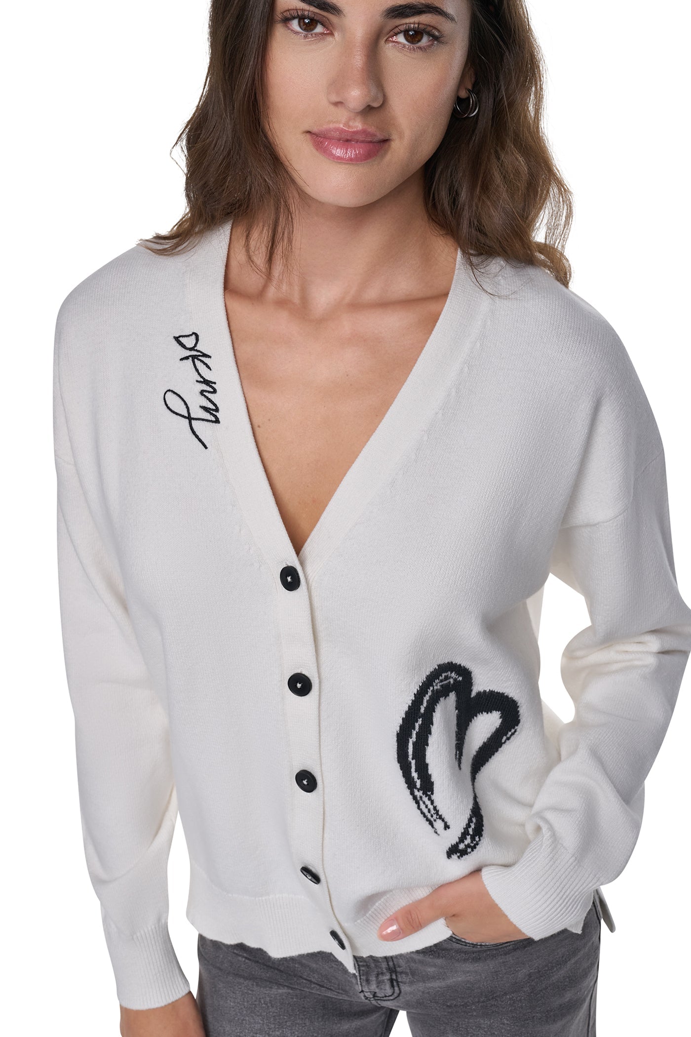 BRUSHSTROKE HEART CARDIGAN