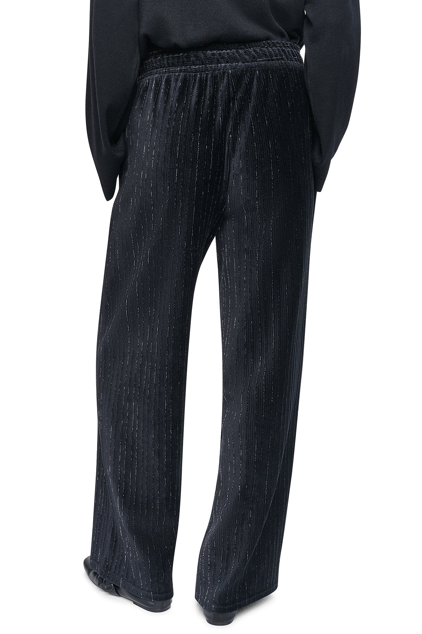 METALLIC VELVET PULL ON SWEATER PANT