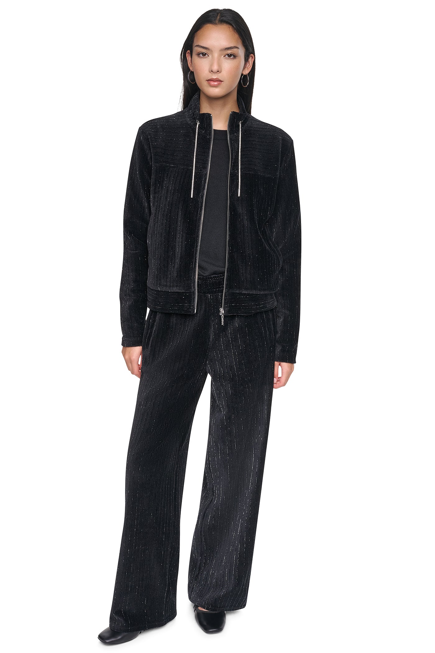 METALLIC VELVET PULL ON SWEATER PANT