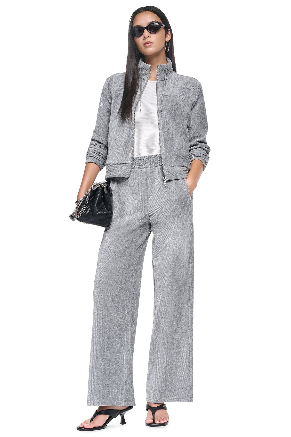 METALLIC VELVET PULL ON SWEATER PANT
