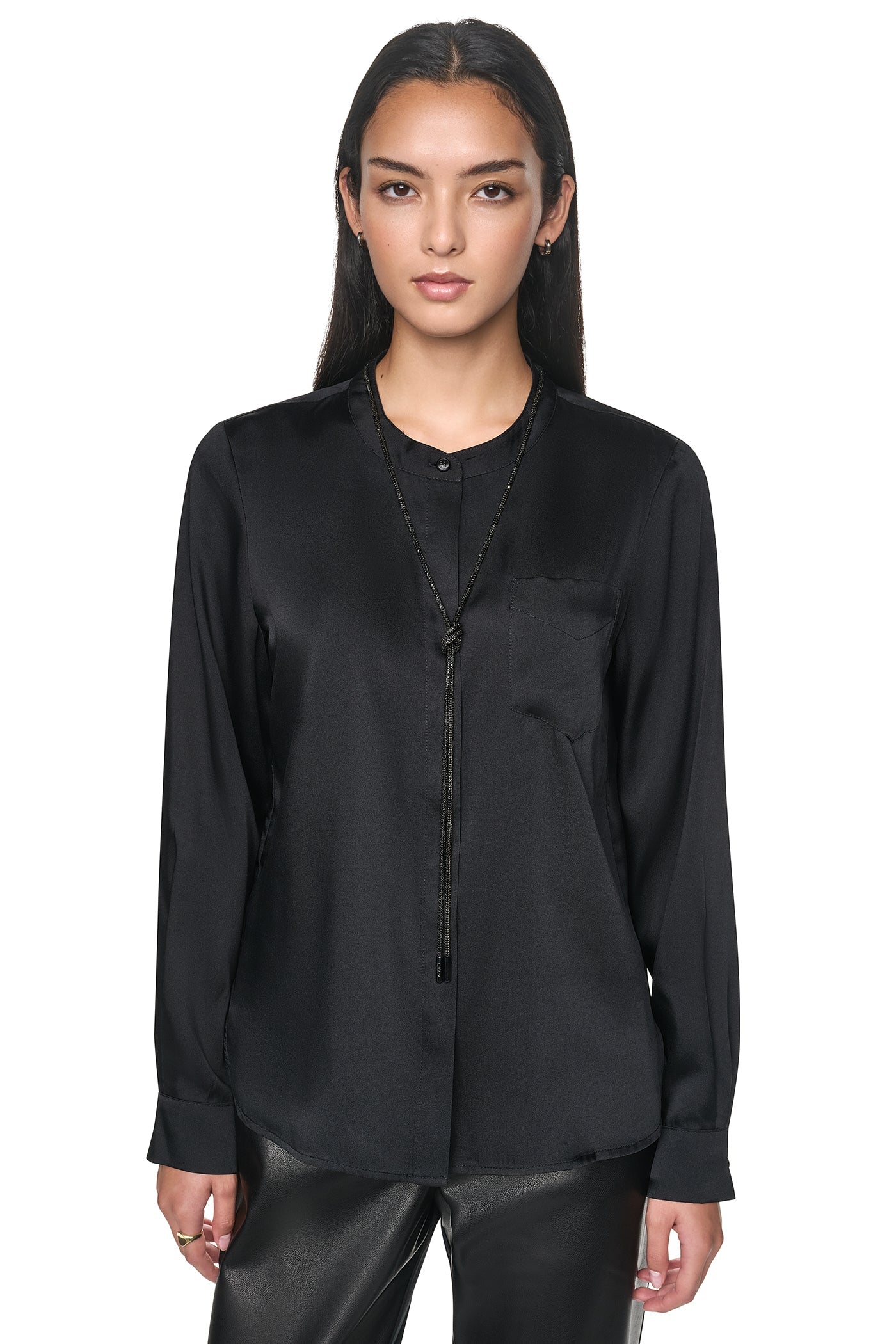 EMBELLISHED NECKTIE BLOUSE