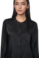 EMBELLISHED NECKTIE BLOUSE