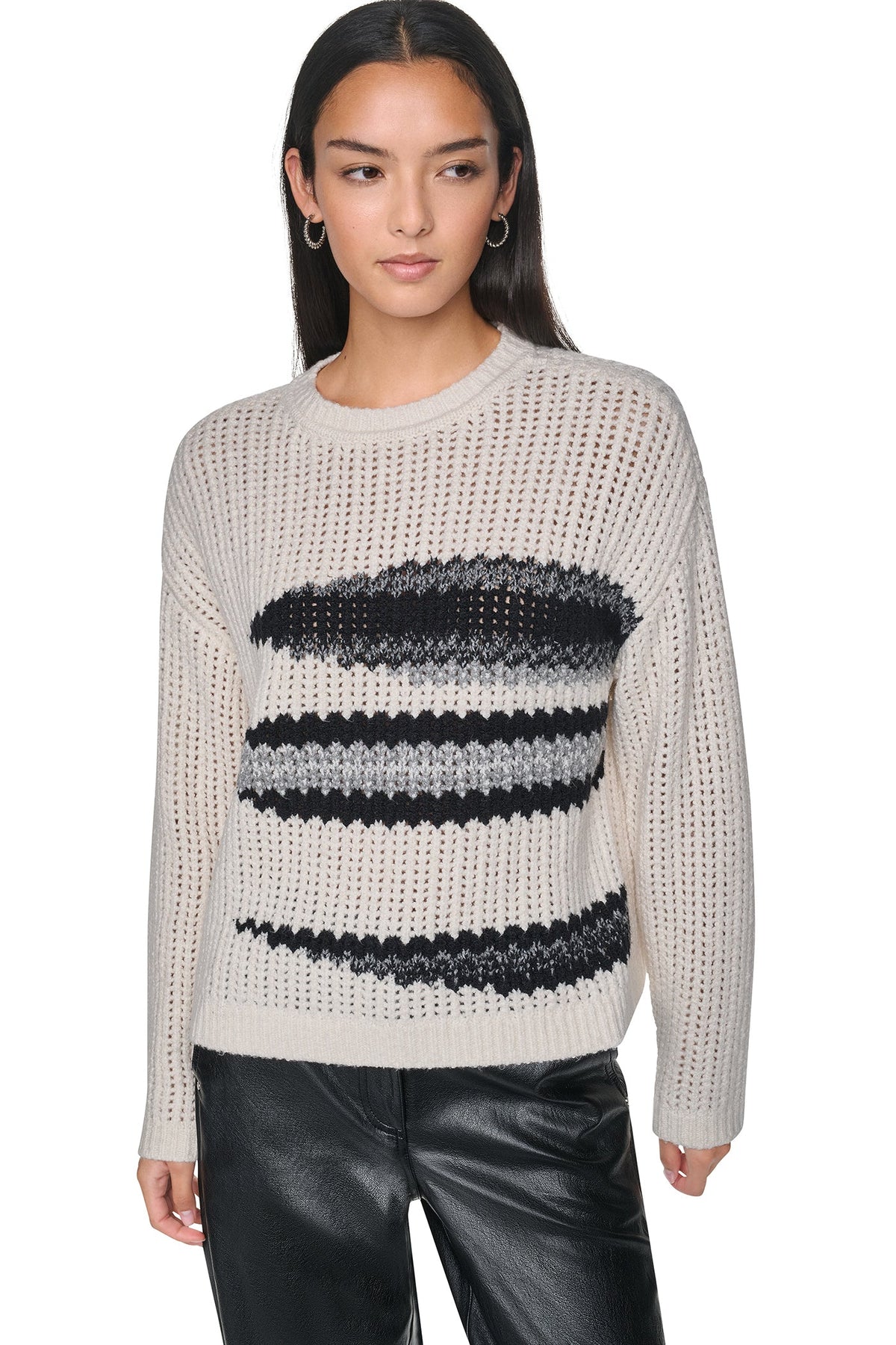 INTARSIA OPEN STITCH SWEATER