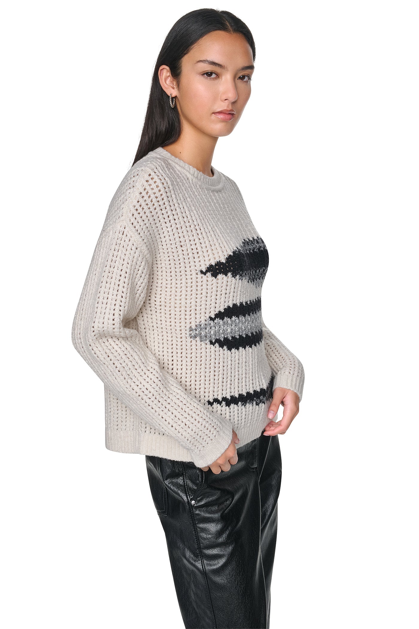INTARSIA OPEN STITCH SWEATER