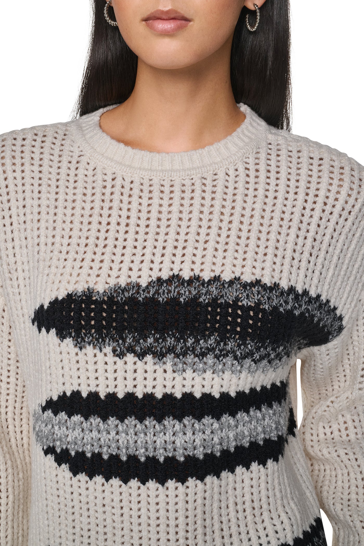 INTARSIA OPEN STITCH SWEATER