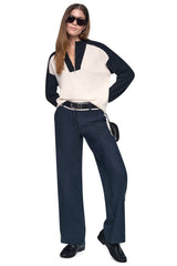 COLOR BLOCK MOCK-NECK HALF-ZIP SWEATER