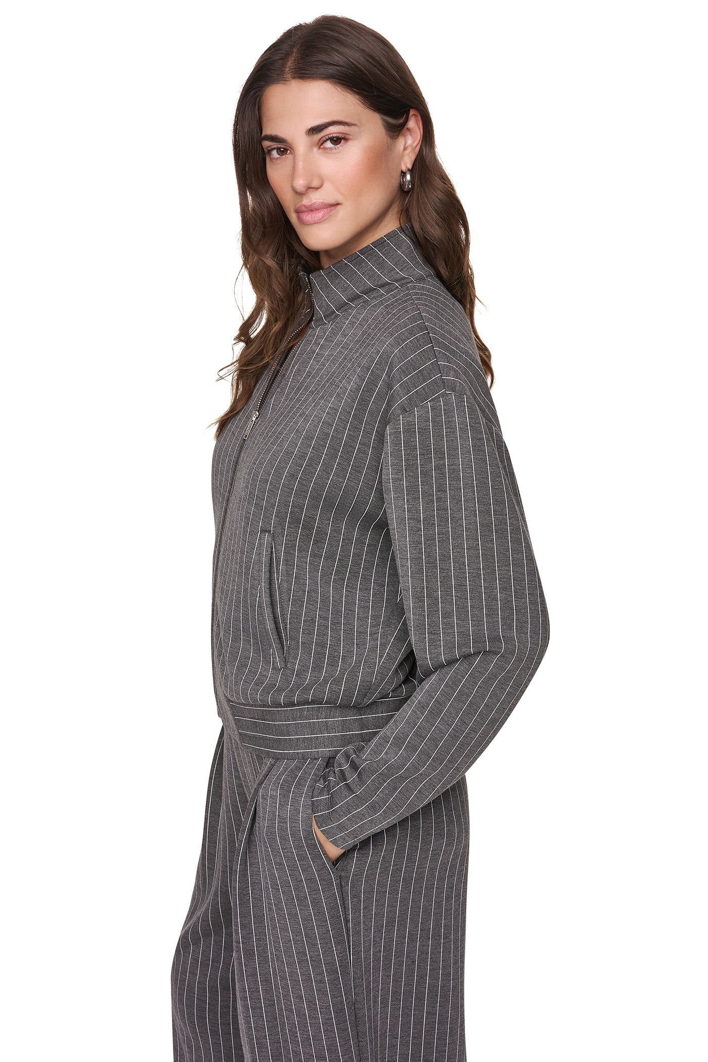 FULL-ZIP PINSTRIPE JACKET