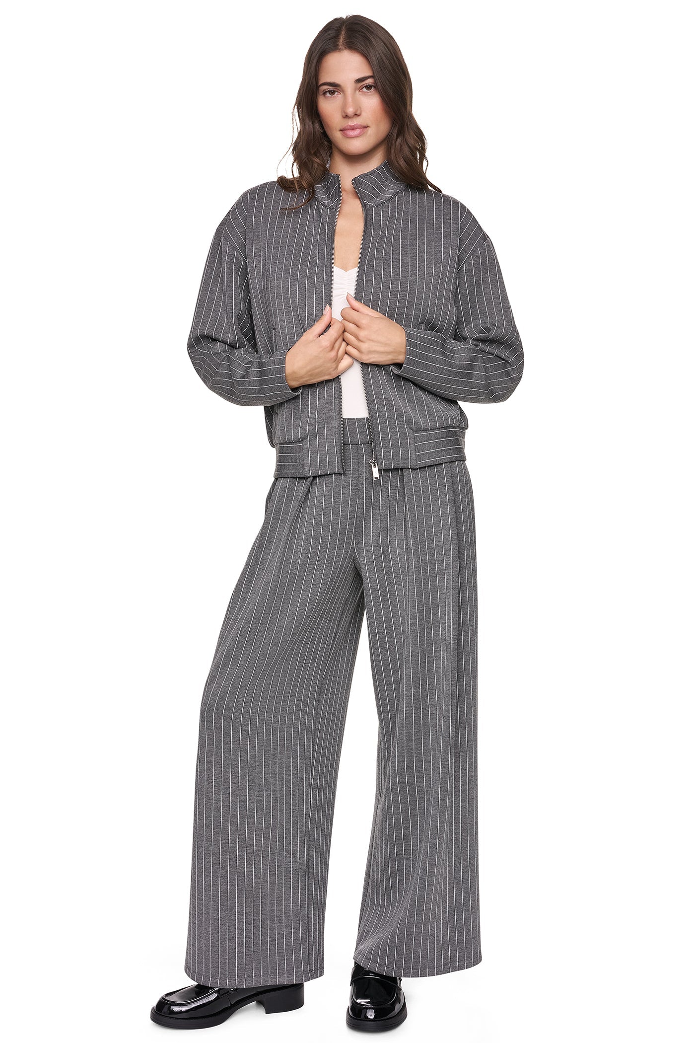 FULL-ZIP PINSTRIPE JACKET