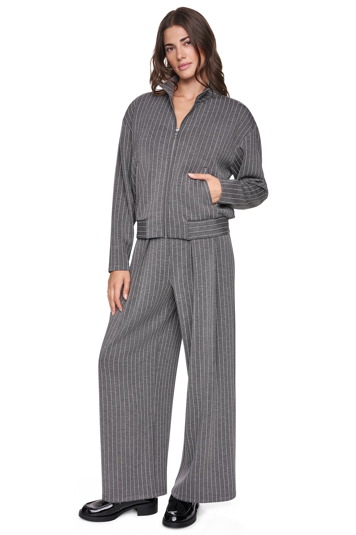 FULL-ZIP PINSTRIPE JACKET