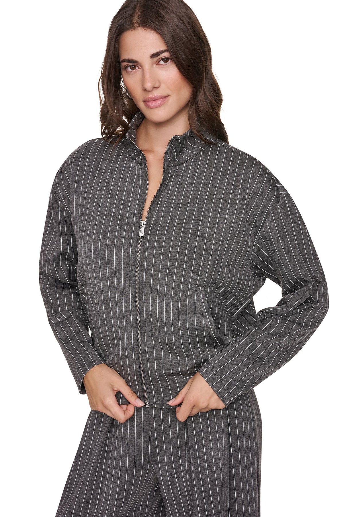 FULL-ZIP PINSTRIPE JACKET