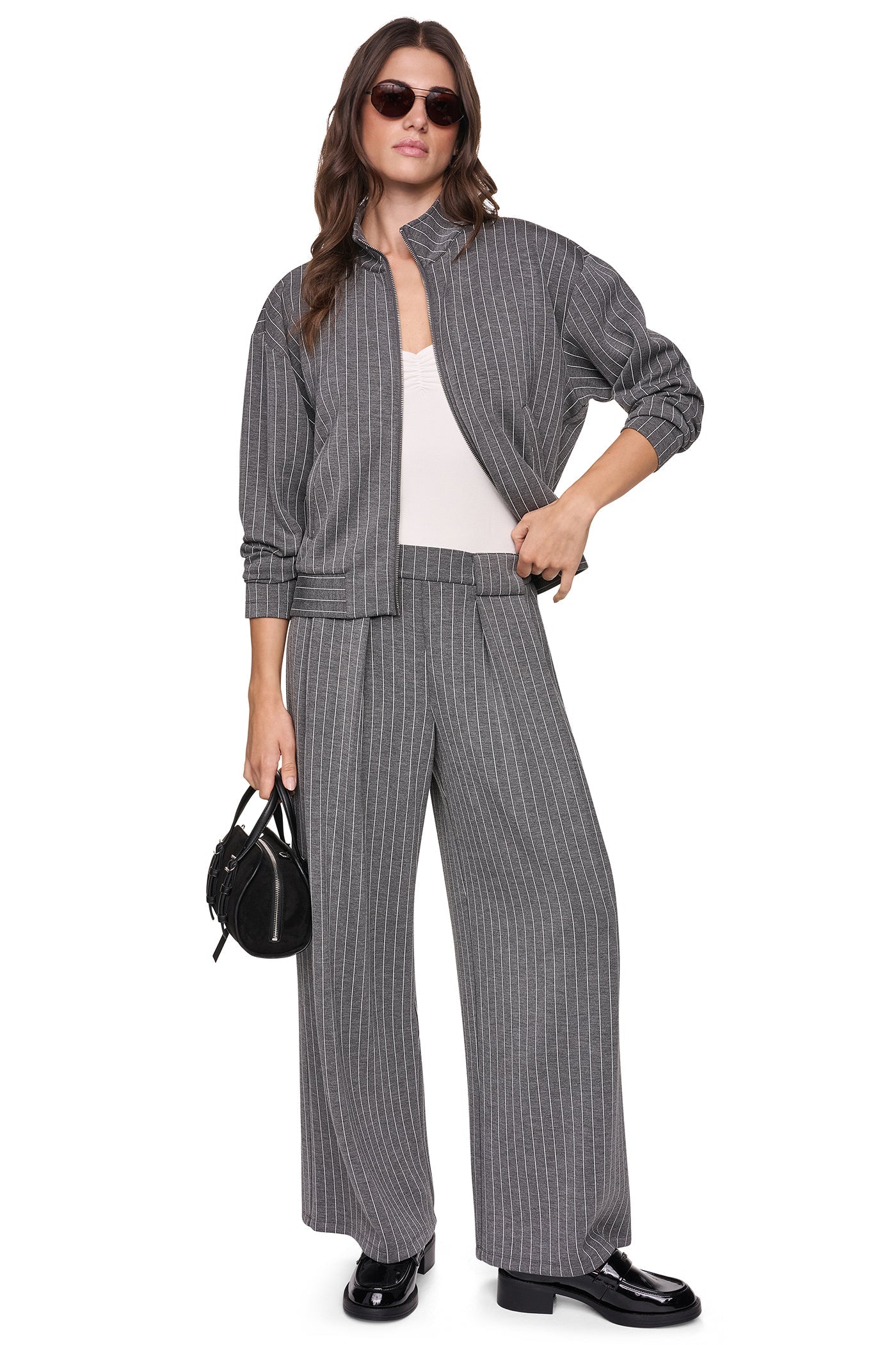 FULL-ZIP PINSTRIPE JACKET