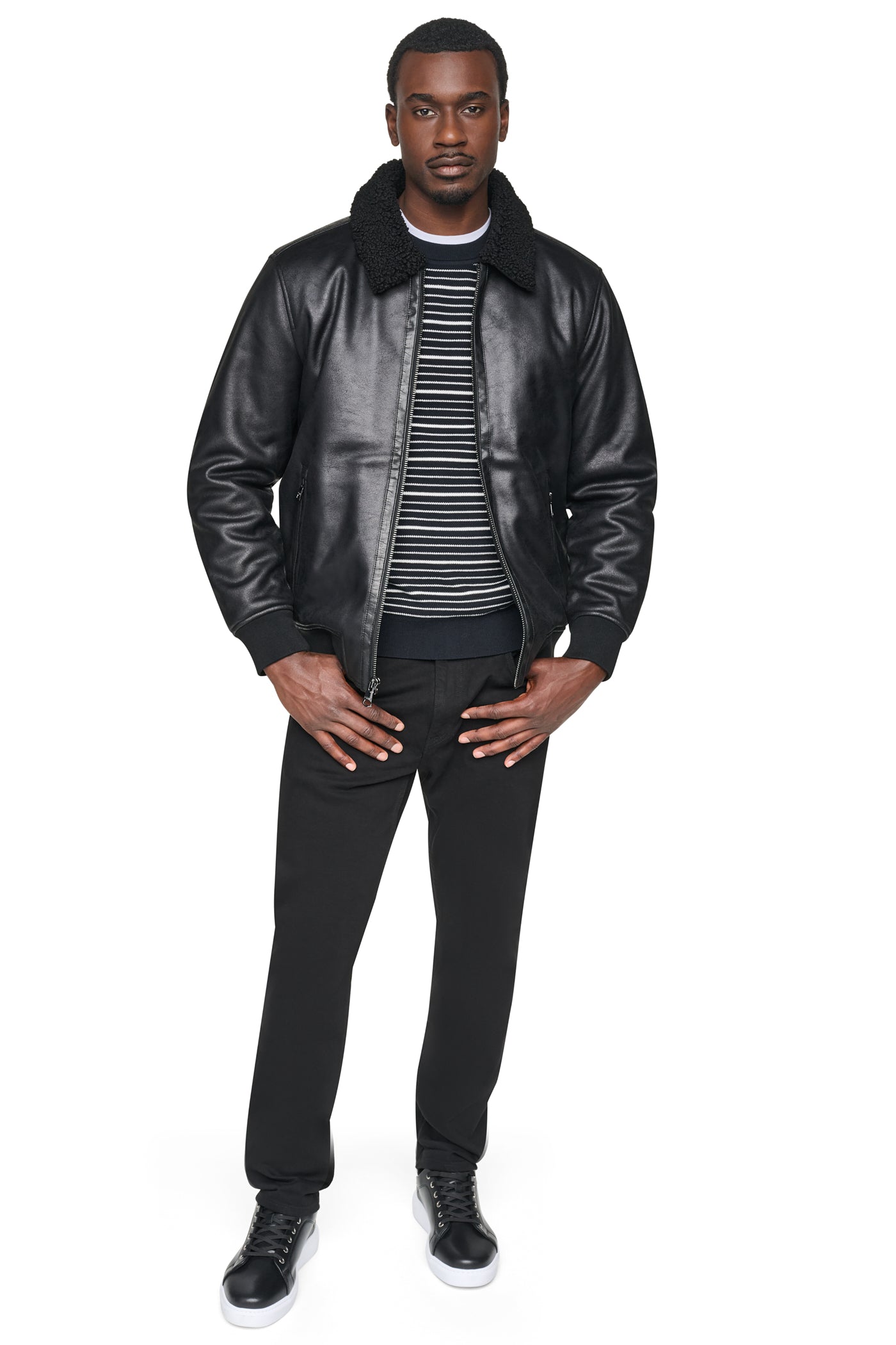 FAUX SHEARLING BOMBER JACKET